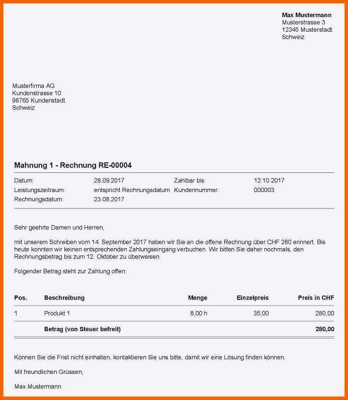 Ausgezeichnet Zahlungsaufforderung Muster Kostenlos