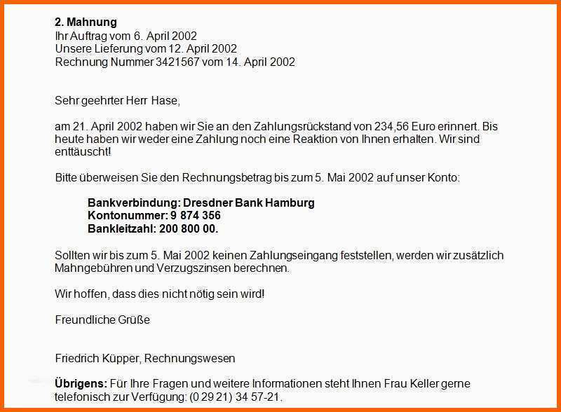 Ausgezeichnet Zweite Mahnung Vorlage Hübsch Textvorlagen Für Ihre