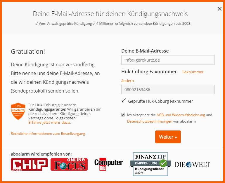 Ausnahmsweise 17 Kündigung Schreiben Abo