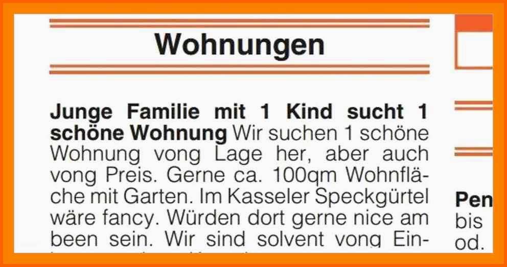 Ausnahmsweise 17 Vorlage Wohnungsanzeige