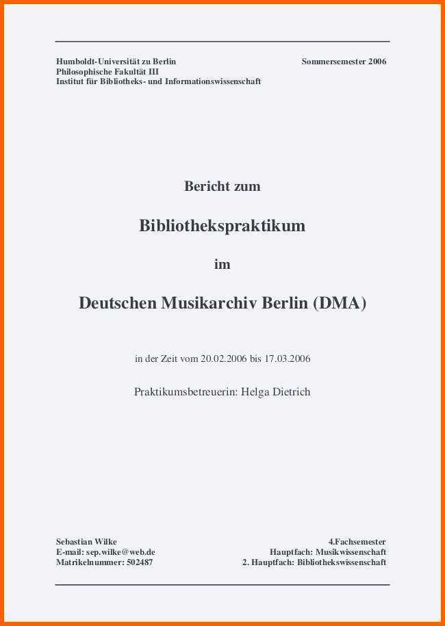 Ausnahmsweise Die Erstaunliche Deckblatt Praktikumsbericht Uni
