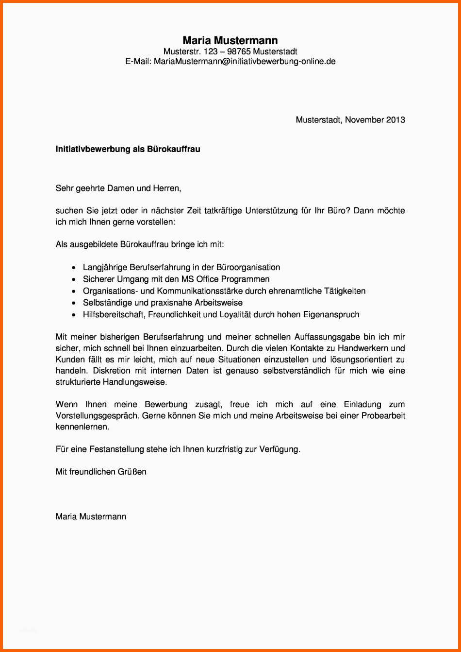 Ausnahmsweise Extraordinay Initiativbewerbung Vorlage Büro Anschreiben