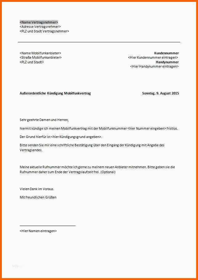 Ausnahmsweise Kündigung 02 Vorlage Beste Charmant Wortadressenvorlage