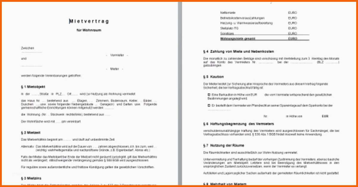 Ausnahmsweise Mietvertrag Kostenlose Vorlage Download