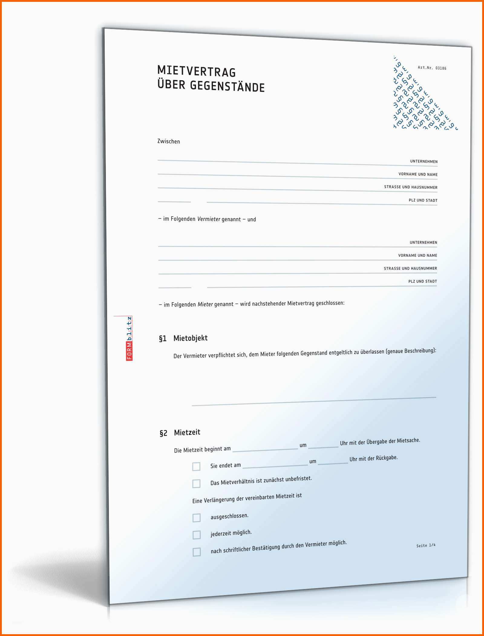 Ausnahmsweise Mietvertrag über Gegenstände Rechtssicheres Muster Zum