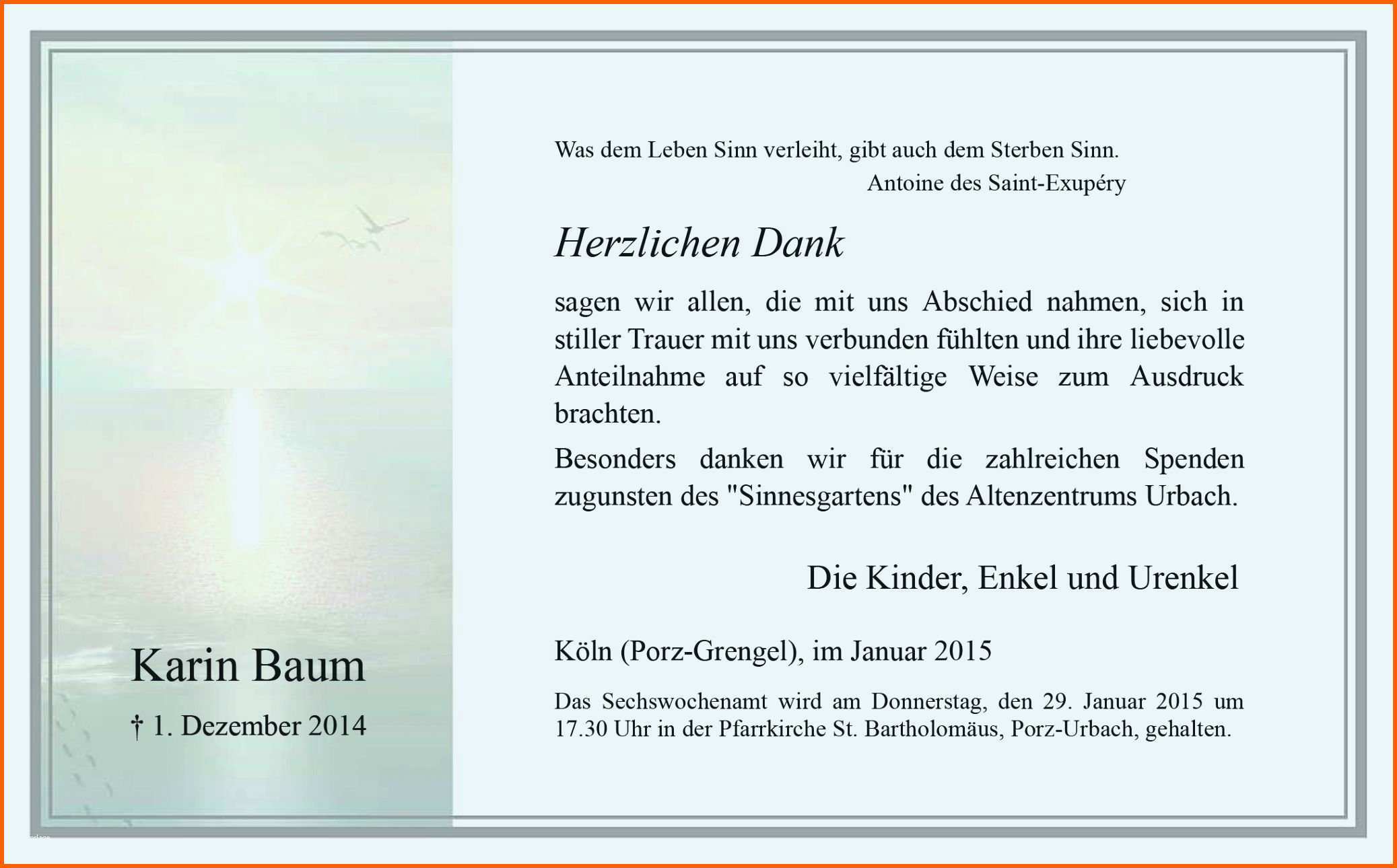 danksagung trauer zeitung muster