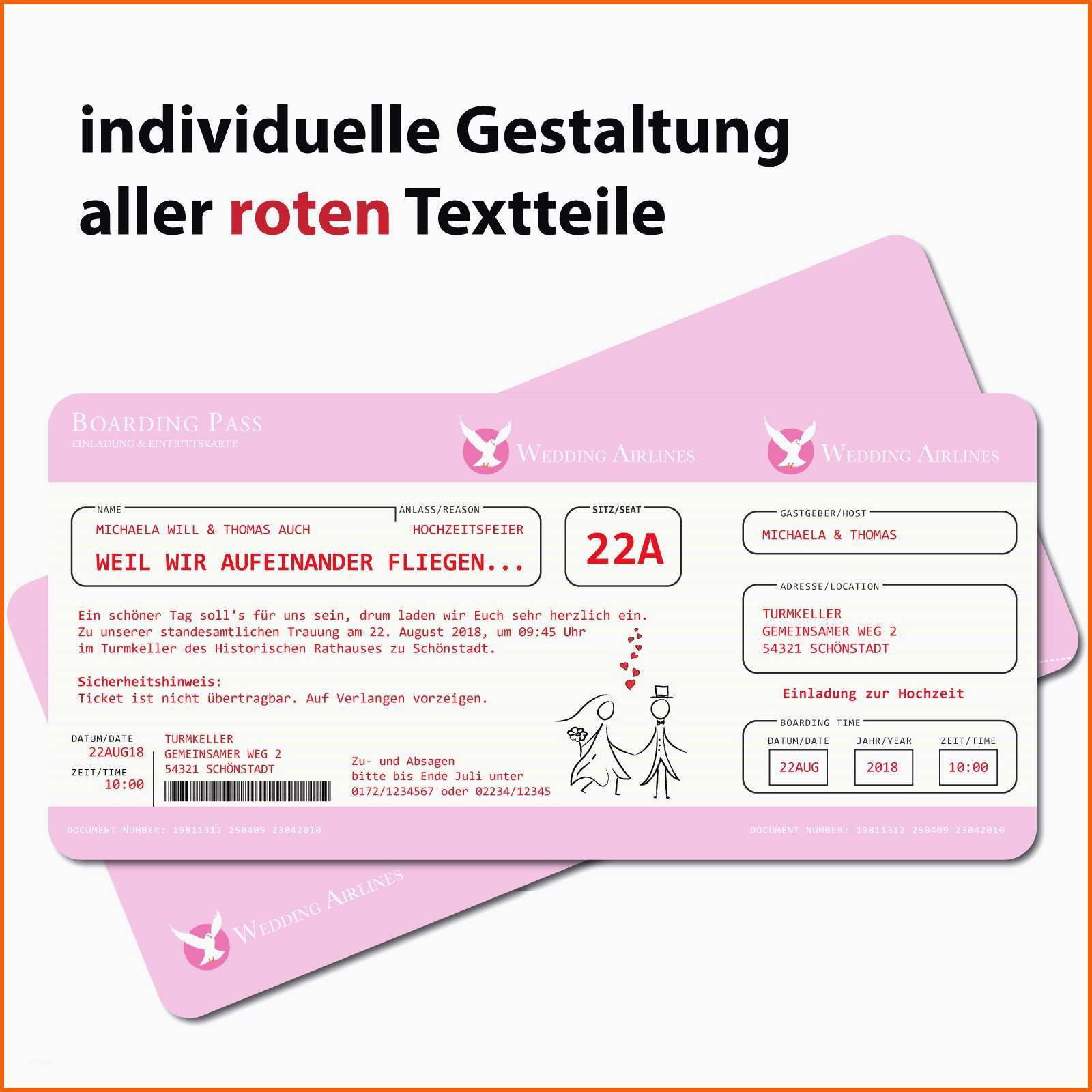 Ausnahmsweise Neues Flugticket Vorlage Geschenk