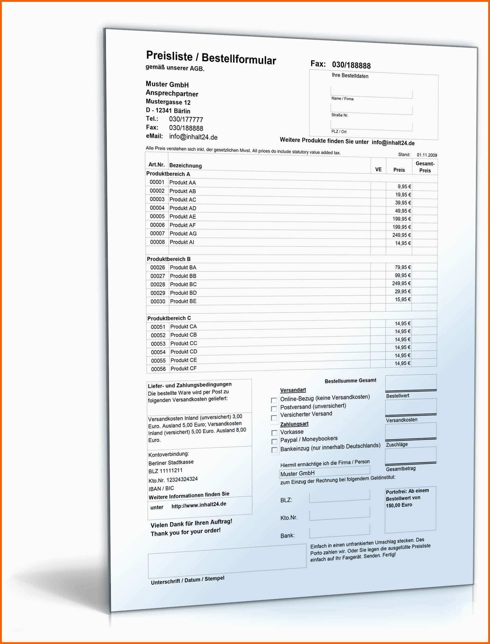 Ausnahmsweise Preisliste Mit Excel