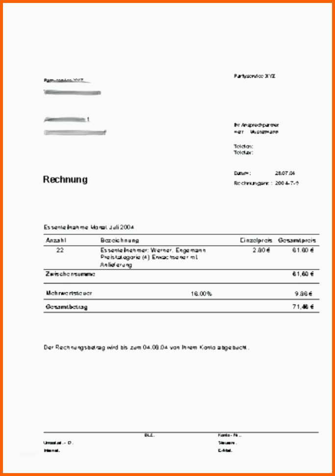 Ausnahmsweise Rechnung Muster Privat Probe atemberaubend Rechnung