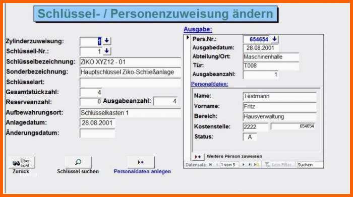 Ausnahmsweise Schlüsselverwaltung Excel Vorlage Großartig