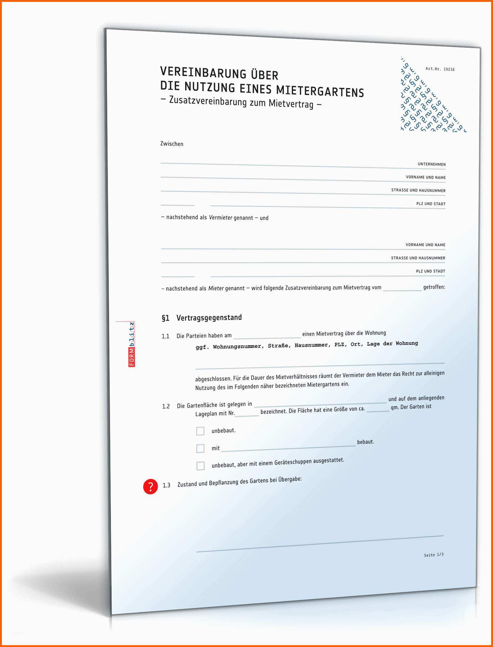Ausnahmsweise Vereinbarung Nutzung Mietergarten