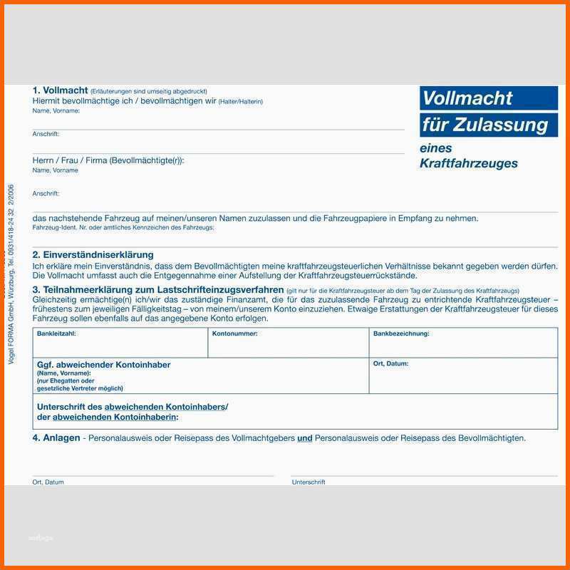 Ausnahmsweise Vollmacht Kfz Anmeldung Vorlage Einzigartig Vollmacht Für