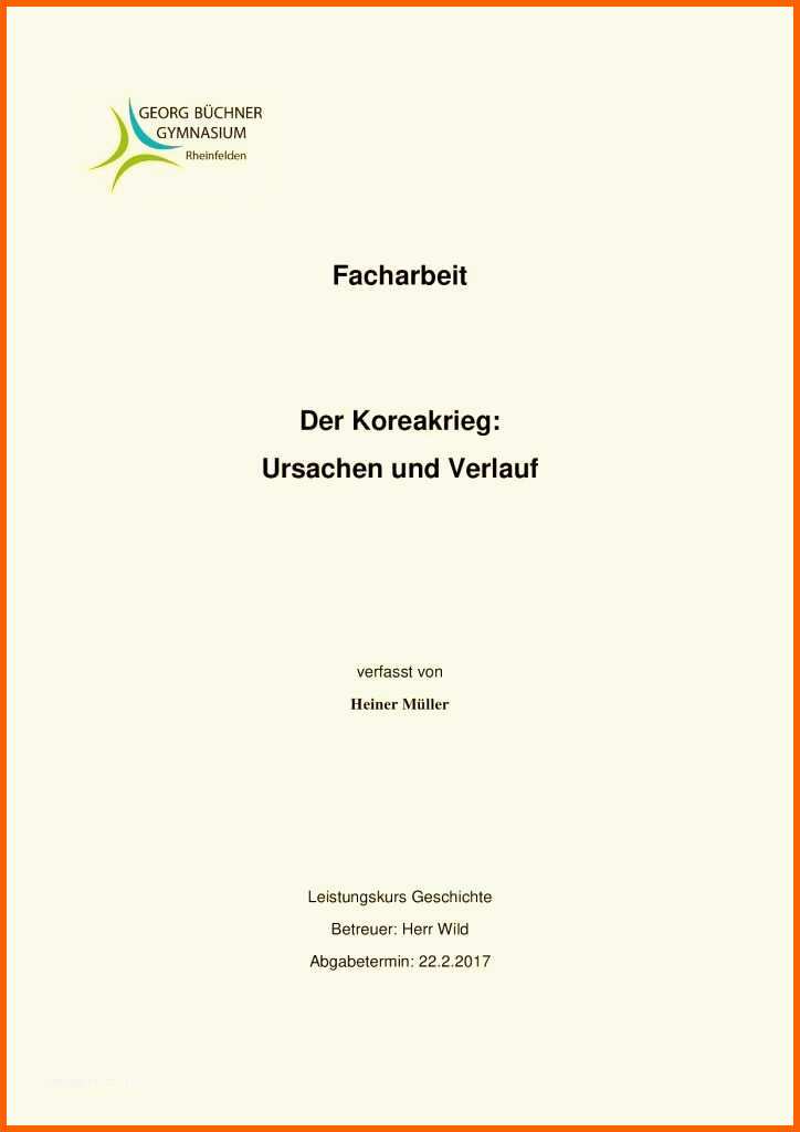 Ausnahmsweise Vorlage Expose Hausarbeit Wunderbare Facharbeit Deckblatt