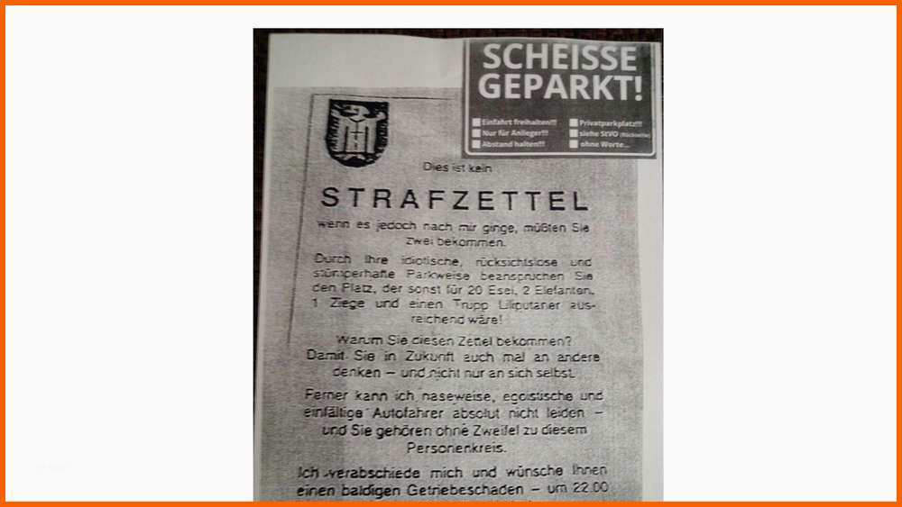 Ausnahmsweise Wut Fake Strafzettel Für Falschparker ist so Etwas