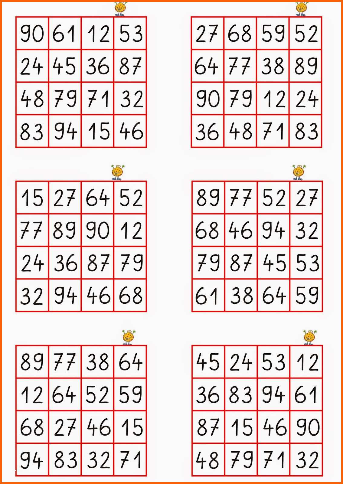 Ausnahmsweise Zahlen Bingo Vorlage Dasbesteonline