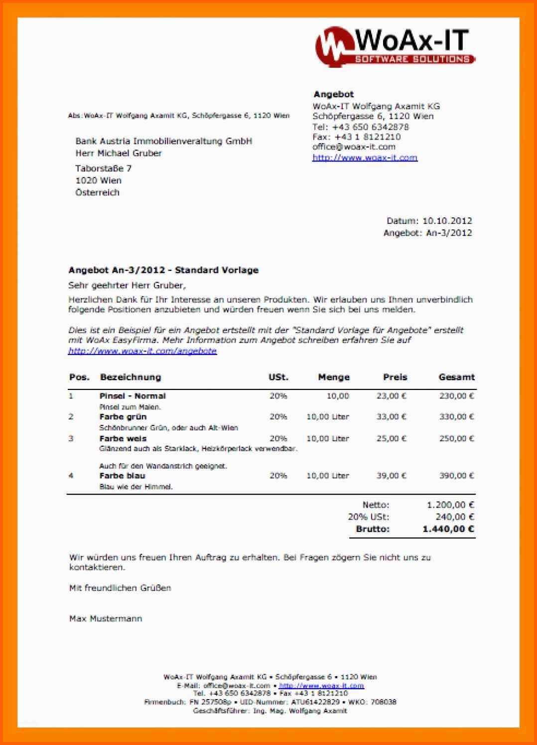 Beeindruckend 12 Angebot Vordruck