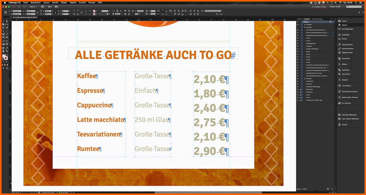 Beeindruckend 7 Layout Speisekarte