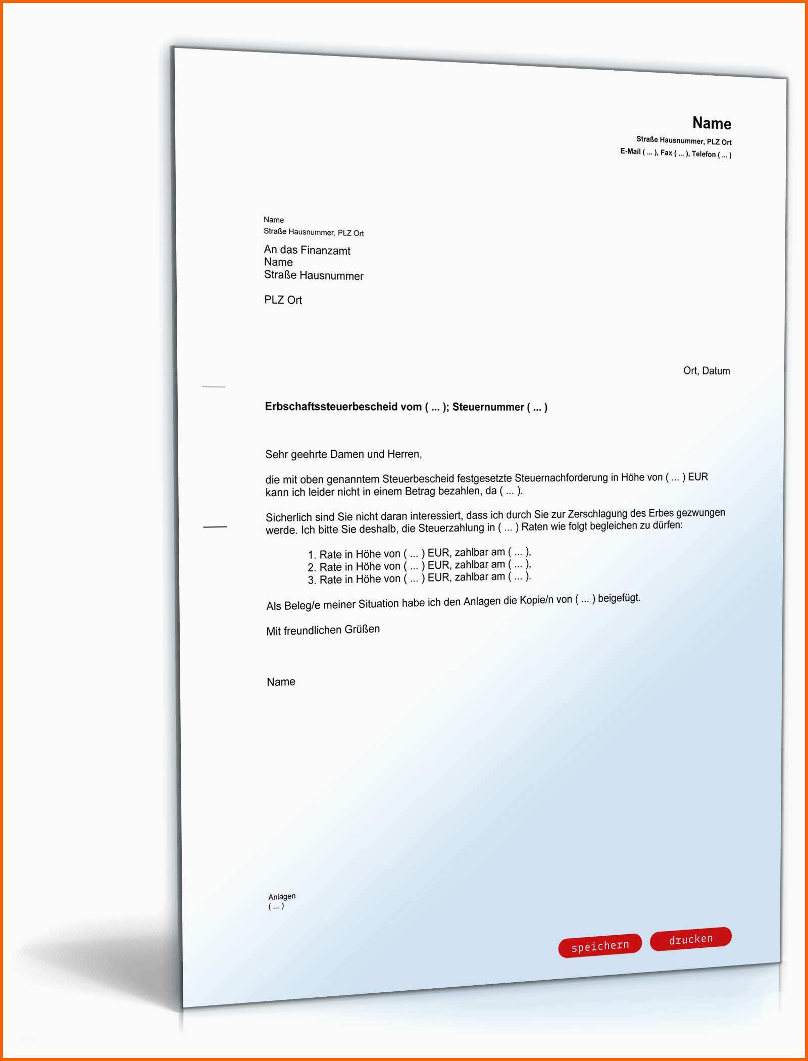 Beeindruckend Antrag Ratenzahlung Erbschaftssteuer