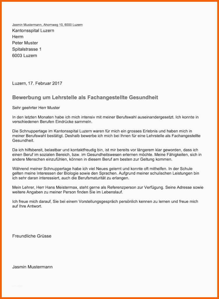 Beeindruckend Bewerbungsschreiben Lehrstelle Vorlage