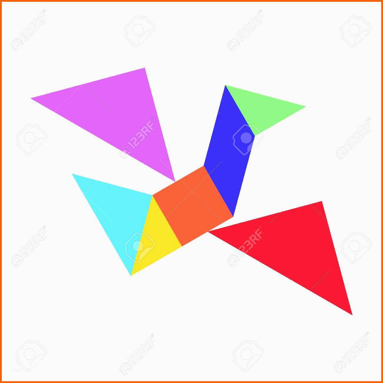 Beeindruckend Bunte Chinesische Tangram Puzzle In Fliegenden Vogel form