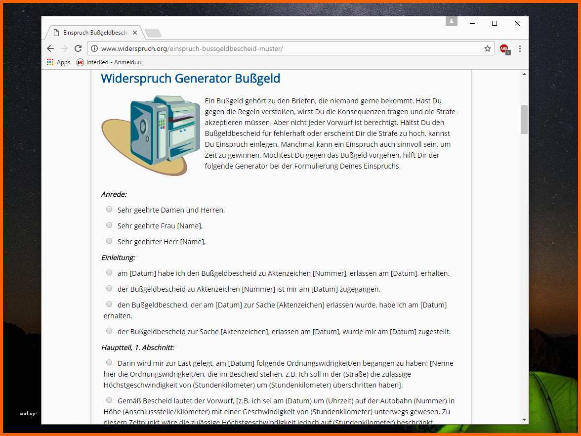 Beeindruckend Einspruch Bußgeldbescheid Vorlage Widerspruchsgenerator