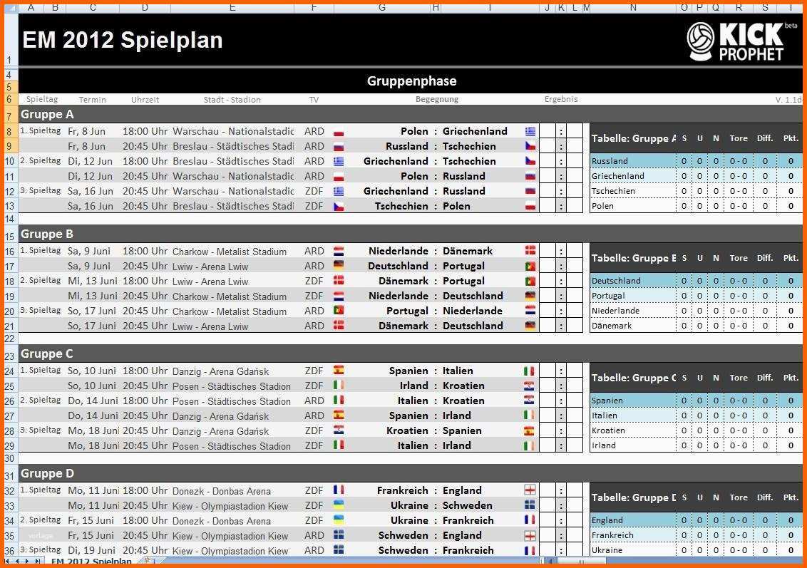 Beeindruckend Em 2012 Spielplan Für Excel Download November 2016 Giga