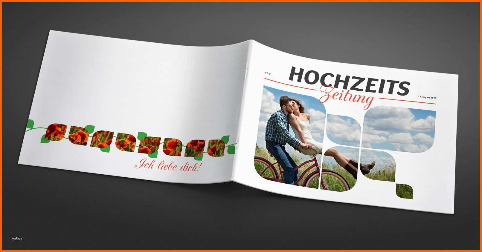 Beeindruckend Hochzeitszeitung Einladung Tischkarten Und Fotoalbum Für