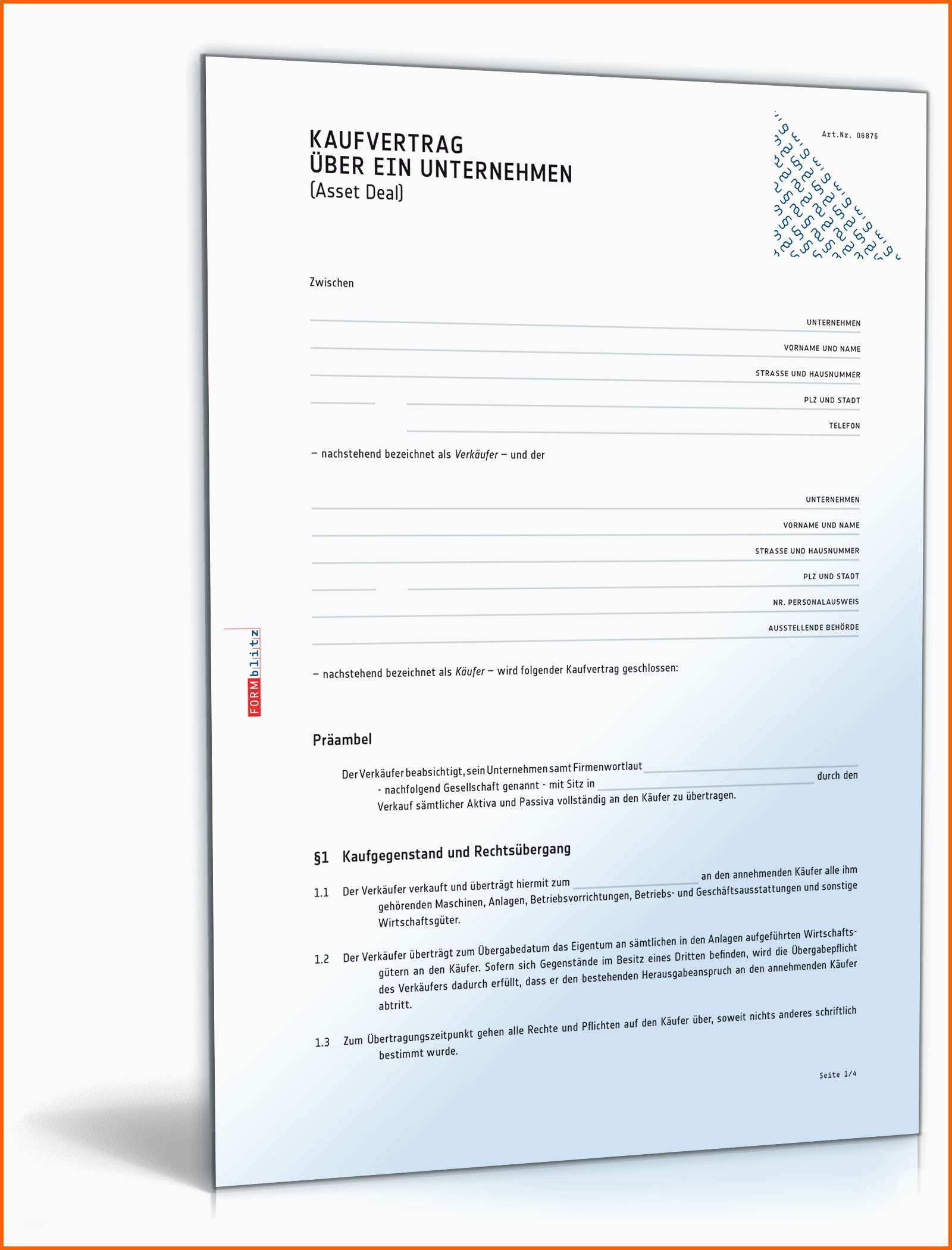 Beeindruckend Kaufvertrag über Ein Unternehmen asset Deal Muster