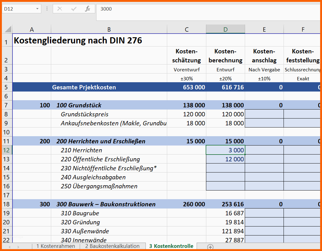Beeindruckend Kostenaufstellung Hausbau Excel Excel Checkliste