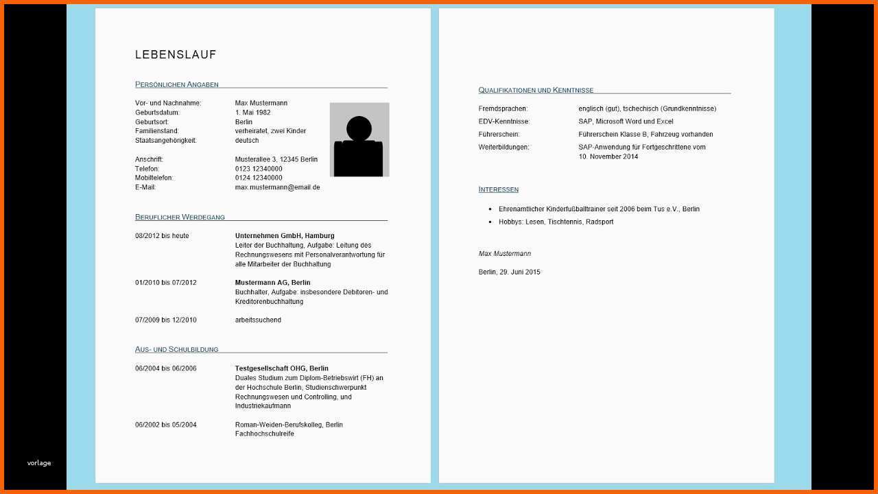 Beeindruckend Lebenslauf In Word Erstellen Professioneller Lebenslauf
