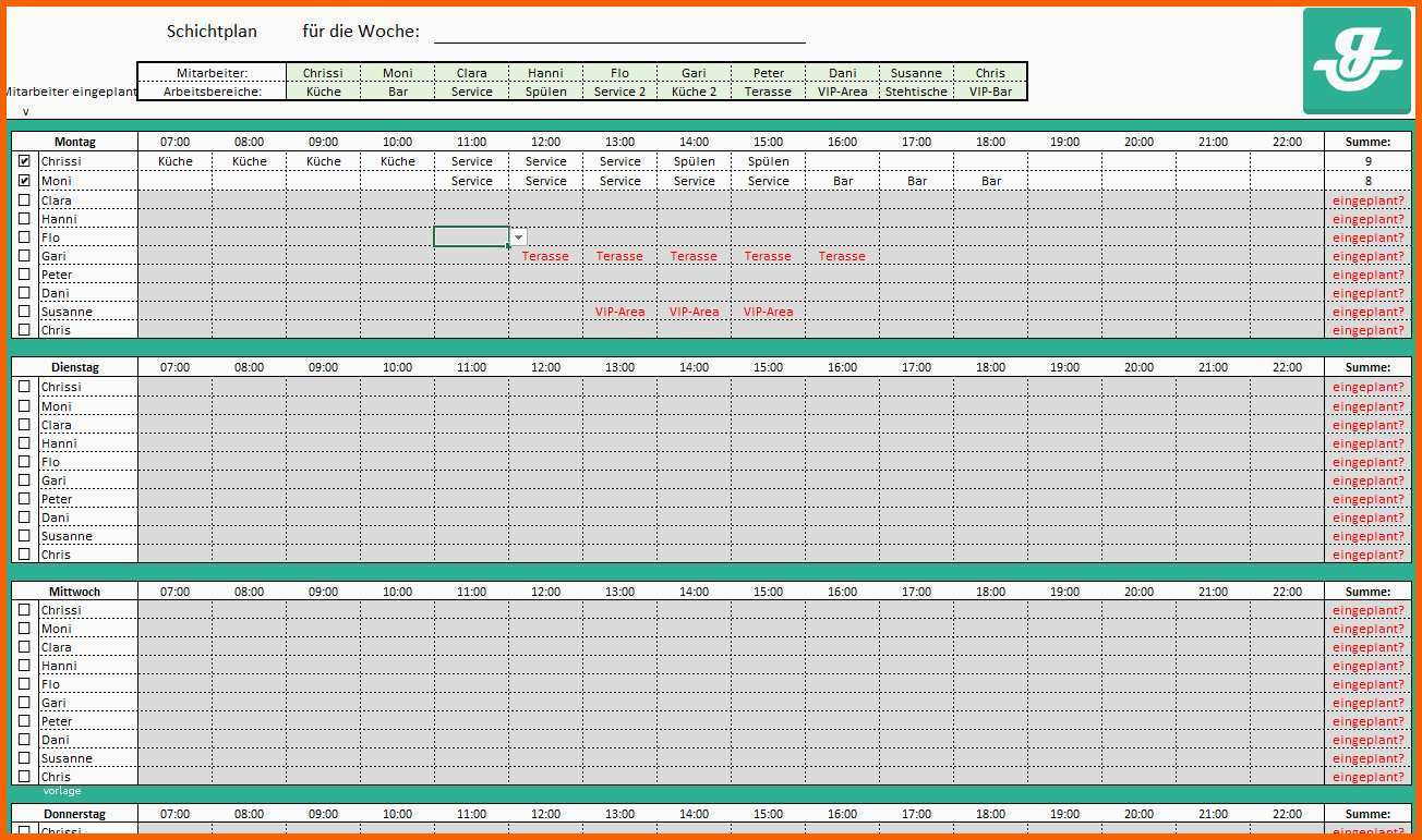 Beeindruckend Monats Nstplan Excel Vorlage Fresh Nett Mitarbeiter