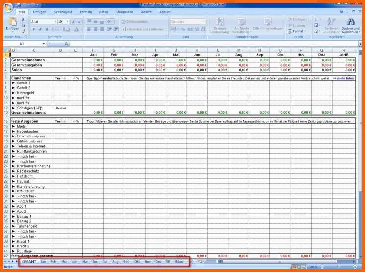 Beeindruckend Spartipp Haushaltsbuch Mit Excel Einnahmen Und Ausgaben