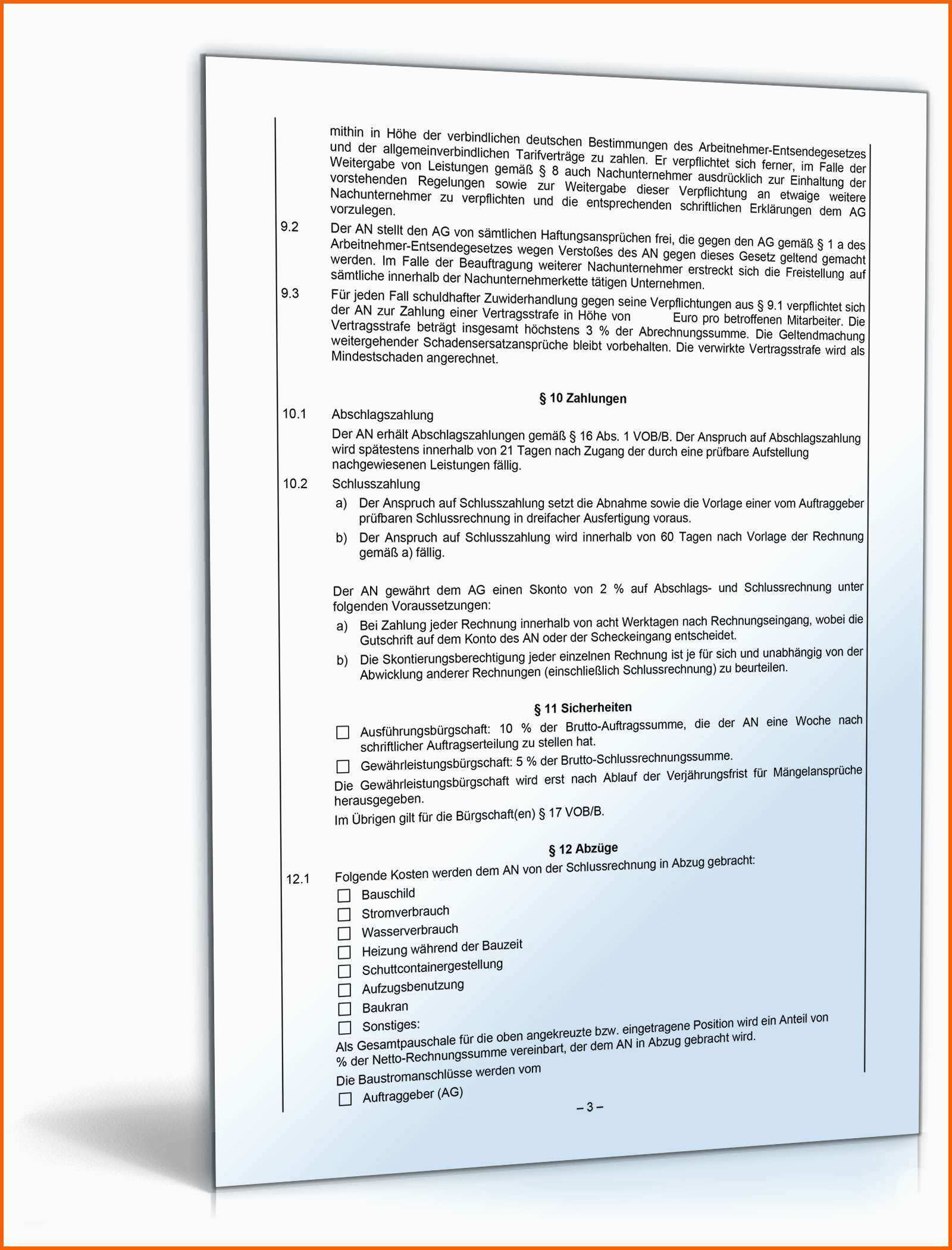 Beeindruckend Subunternehmervertrag Weka Fachverlag Vorlage Zum Download