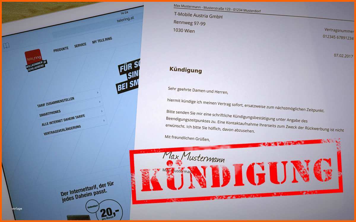 Beeindruckend Telering Online Kündigen Kostenlose Vorlage Zum Herunterladen