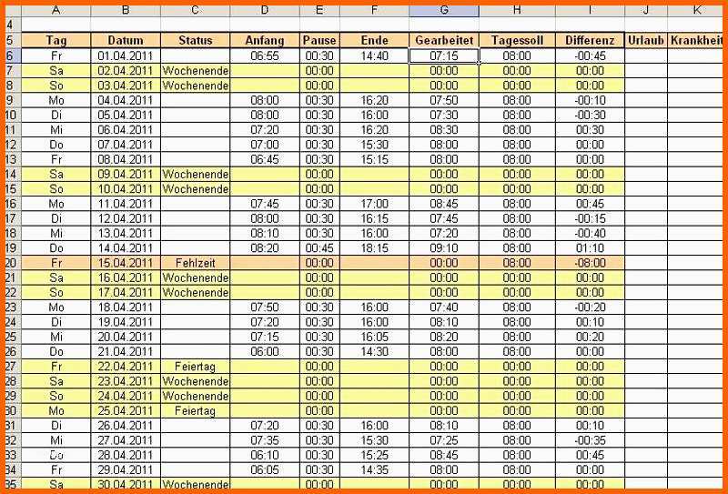 Beeindruckend Zeiterfassung Excel Vorlage Kostenlos 2016 Probe Excel