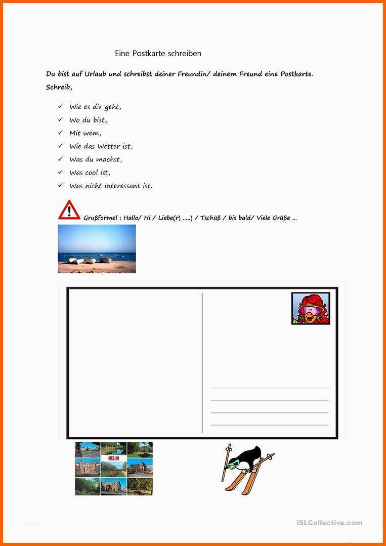 Bemerkenswert 15 Postkarte Schreiben Klasse 2