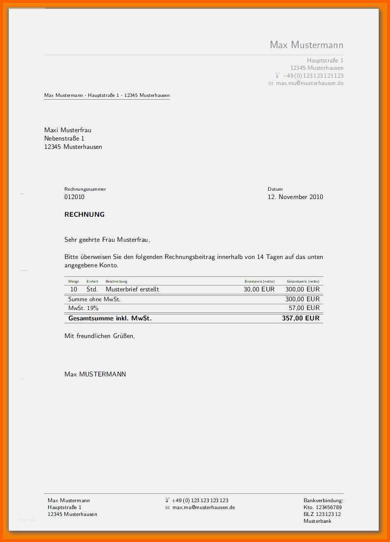 Bemerkenswert 15 Rechnung Stellen Vorlage
