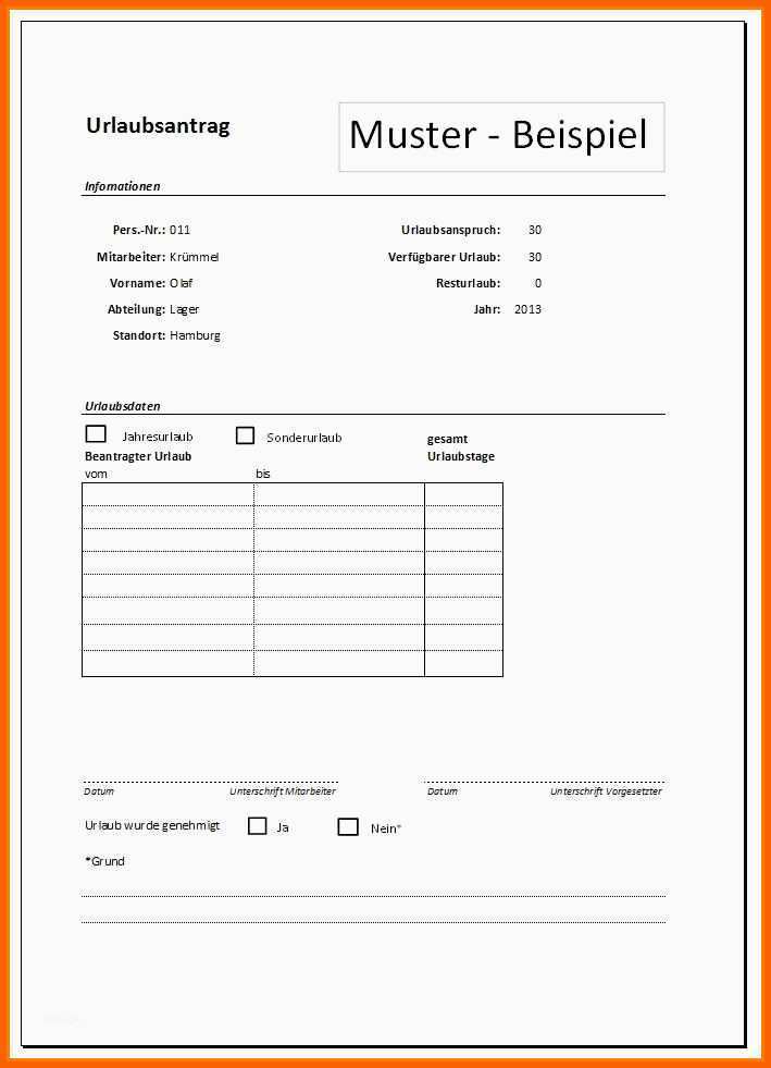 Bemerkenswert 15 Vorlage Urlaubsantrag