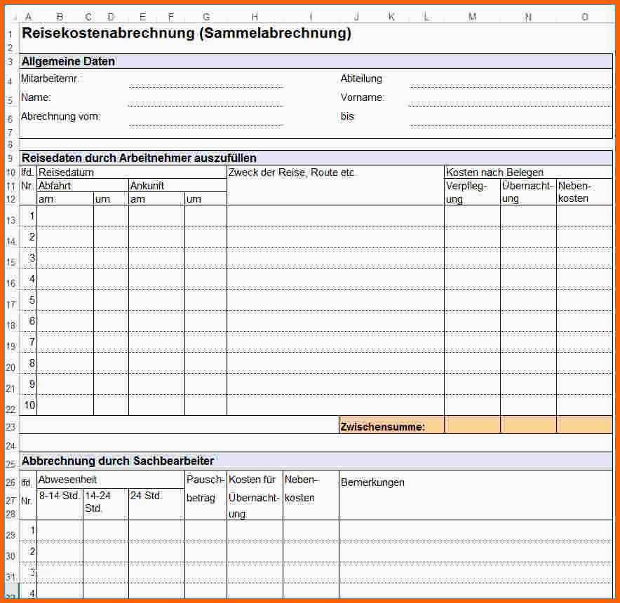 Bemerkenswert 16 Reisekostenabrechnung formular 2017 Excel Kostenlos