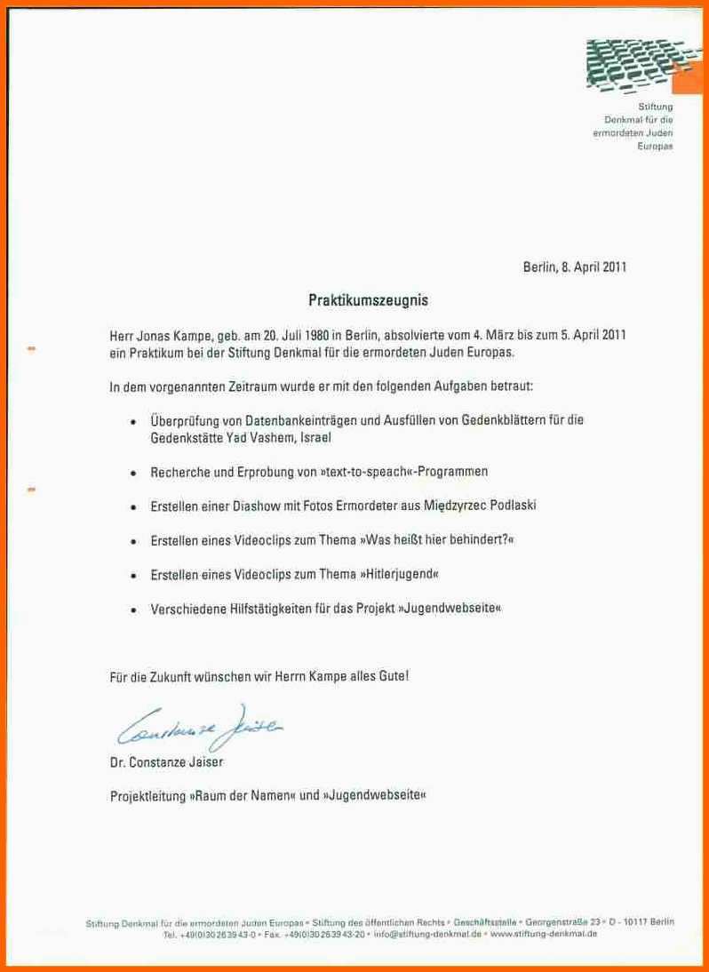 Bemerkenswert 17 Praktikumszeugnis Vorlage Word
