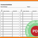 Bemerkenswert 7 Vorlage Anwesenheitsliste