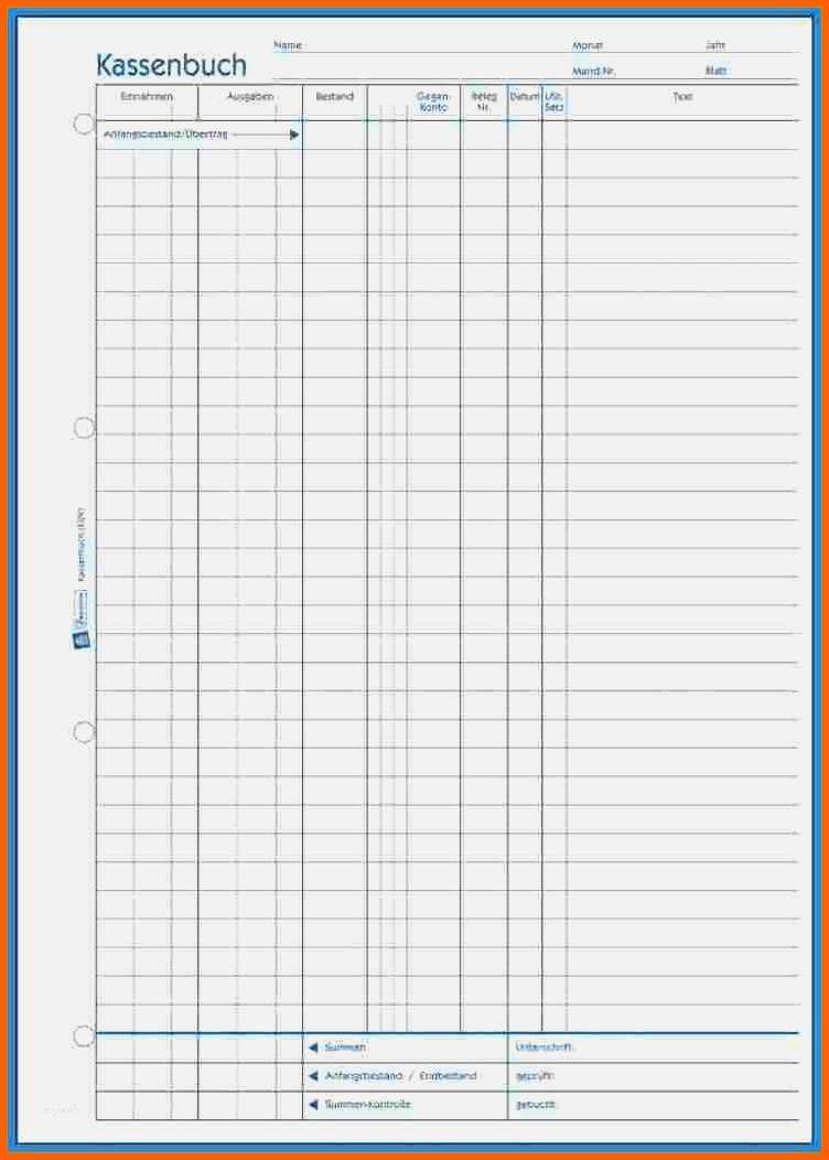 Bemerkenswert 9 Kassenbuch Vordruck