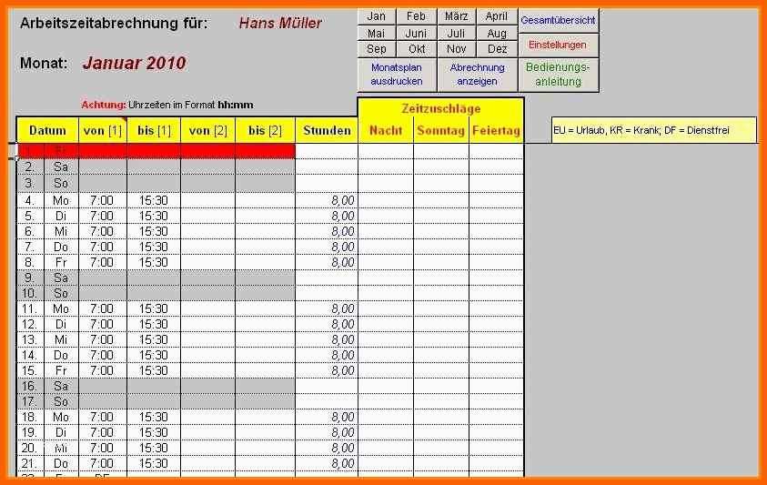 Bemerkenswert Arbeitszeitnachweis Excel Vorlage Kostenlos 2017 Grosartig