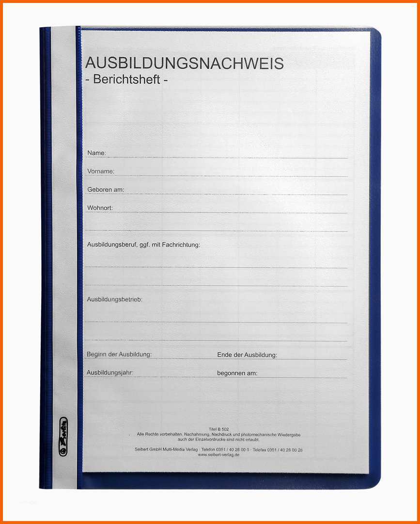 Bemerkenswert Ausbildungsnachweis Block Tägliche Berichte Seibert Verlag