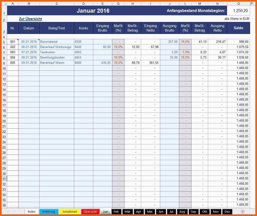 Bemerkenswert Besten Der Kassenbuch Vorlage Excel