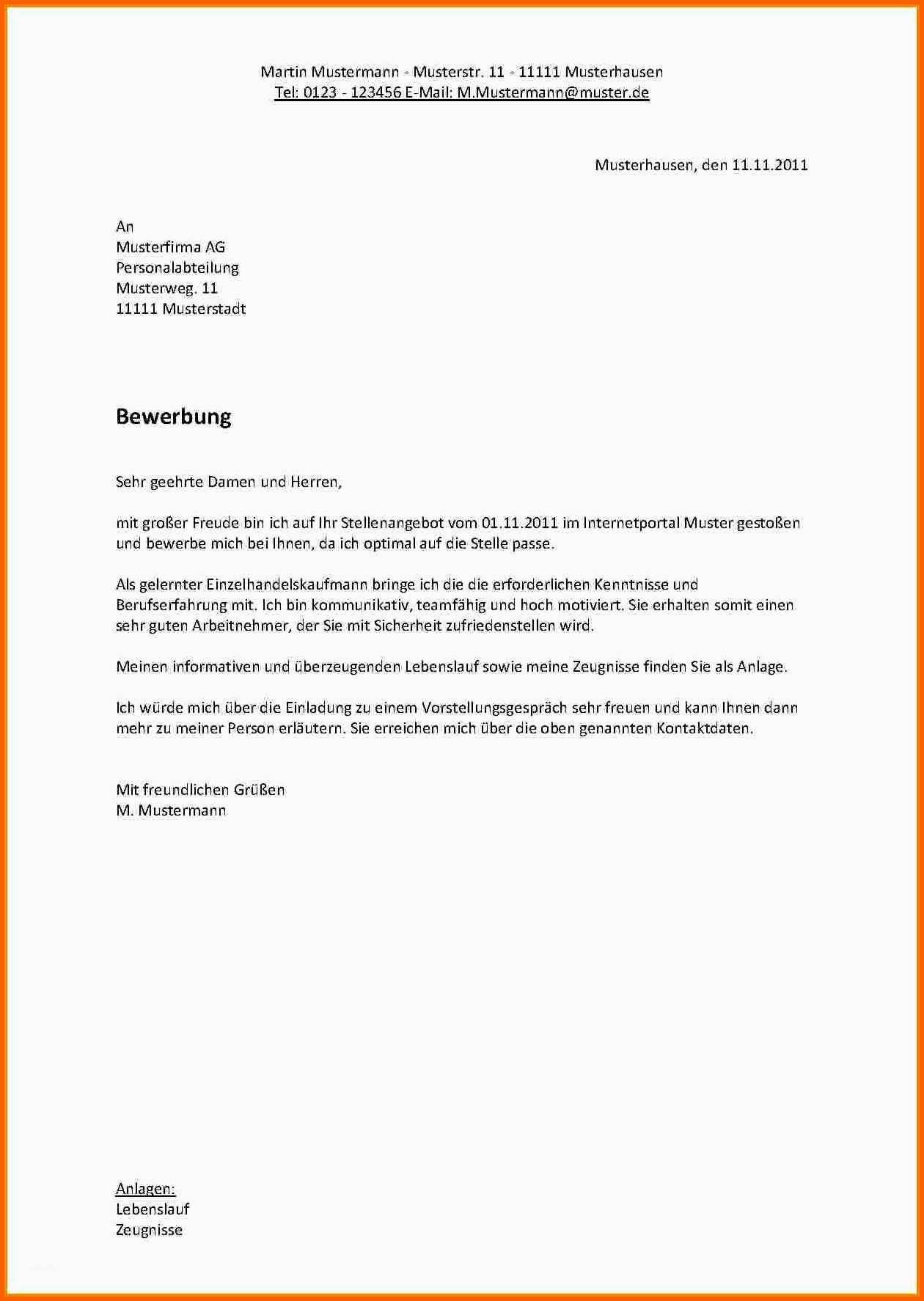 Bemerkenswert Brief Muster Vorlage