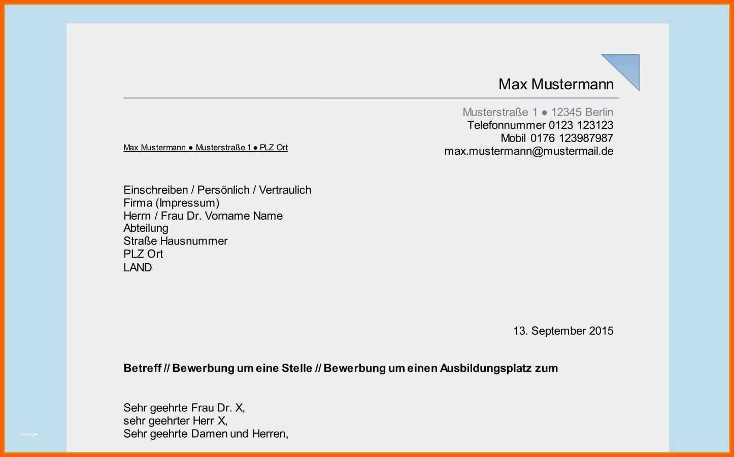 Bemerkenswert Briefkopf Anschreiben Anschreiben Vorlage Word Erstaunlich