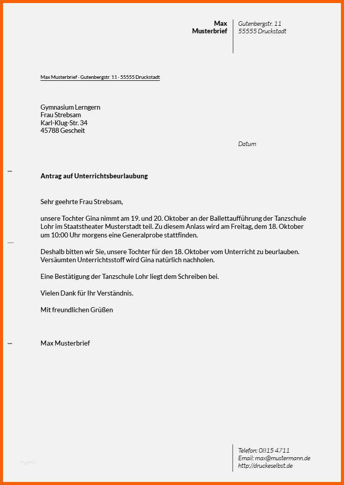 Bemerkenswert Entschuldigung Berufsschule Vorlage Süß Beurlaubung Der