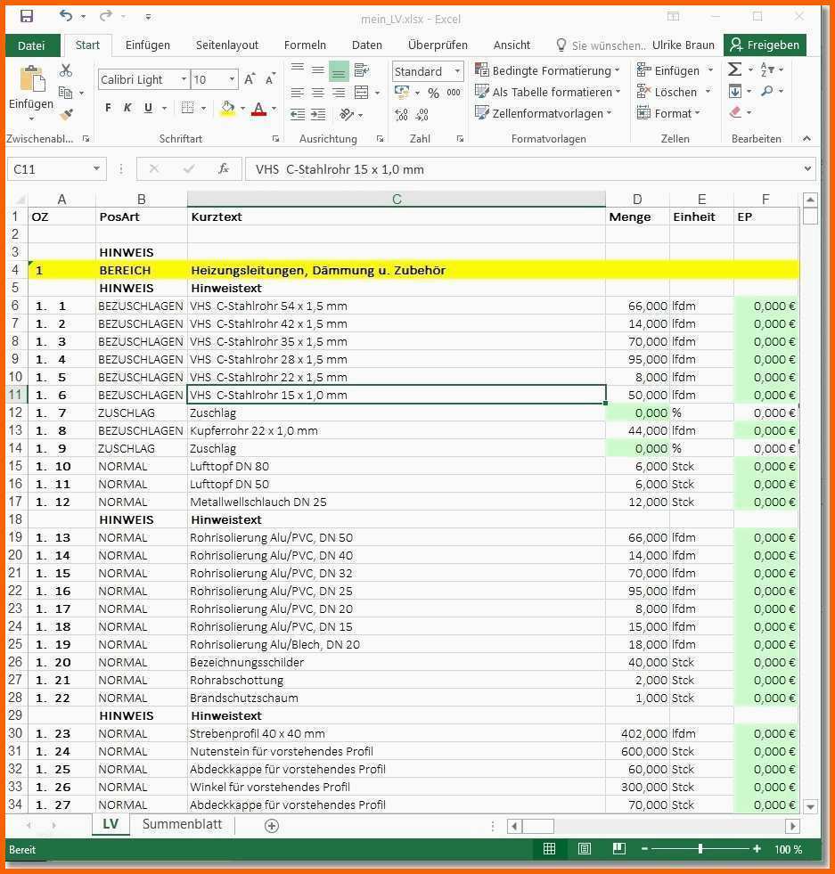 Bemerkenswert Excel Vorlagen Handwerk Kalkulation Kostenlos Inspiration