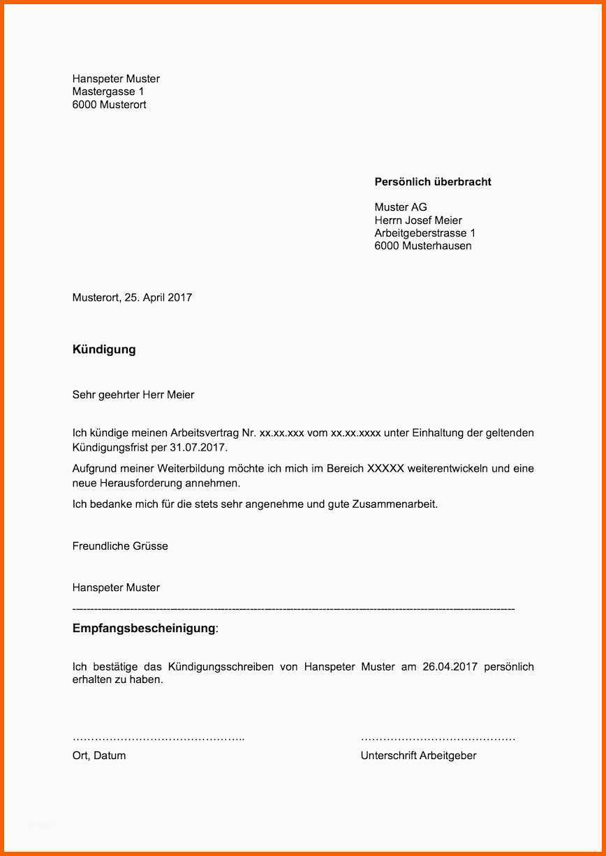 Bemerkenswert formloses Schreiben Vorlage Kundigungsschreiben